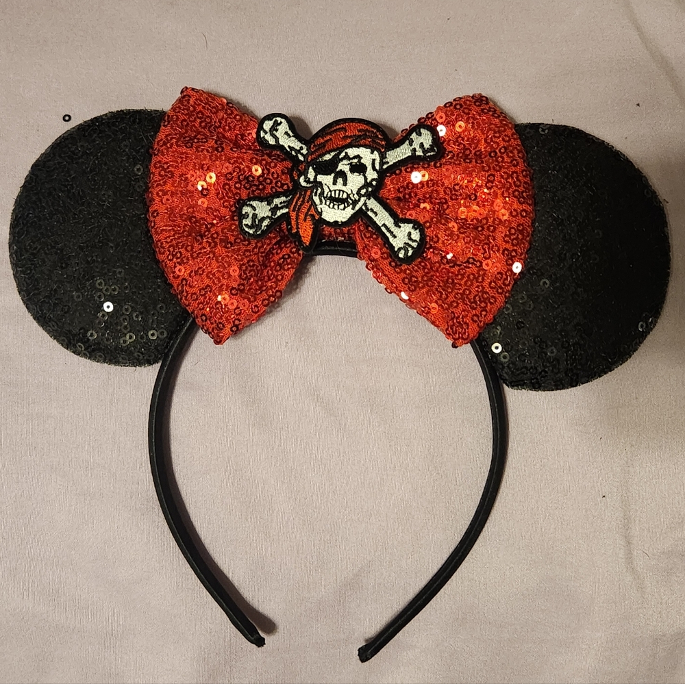 Sequin Pirate Ears Headband Red and Black New in Package
